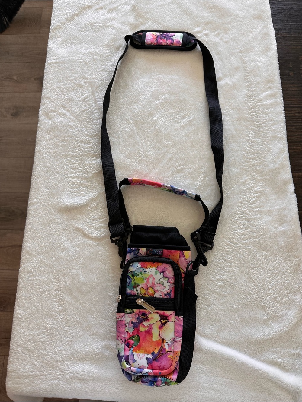 Icolor Floral Water Bottle/Phone Bag in Pink Multicolor